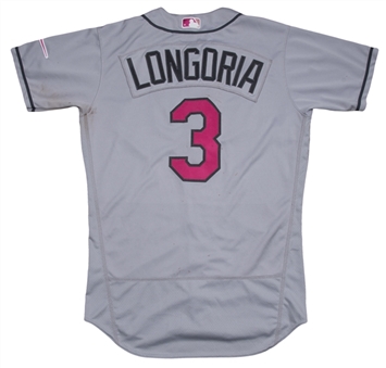 2017 Evan Longoria Game Used Tampa Bay Road Alternate Mothers Day Jersey (MLB Authenticated & MEARS A10)